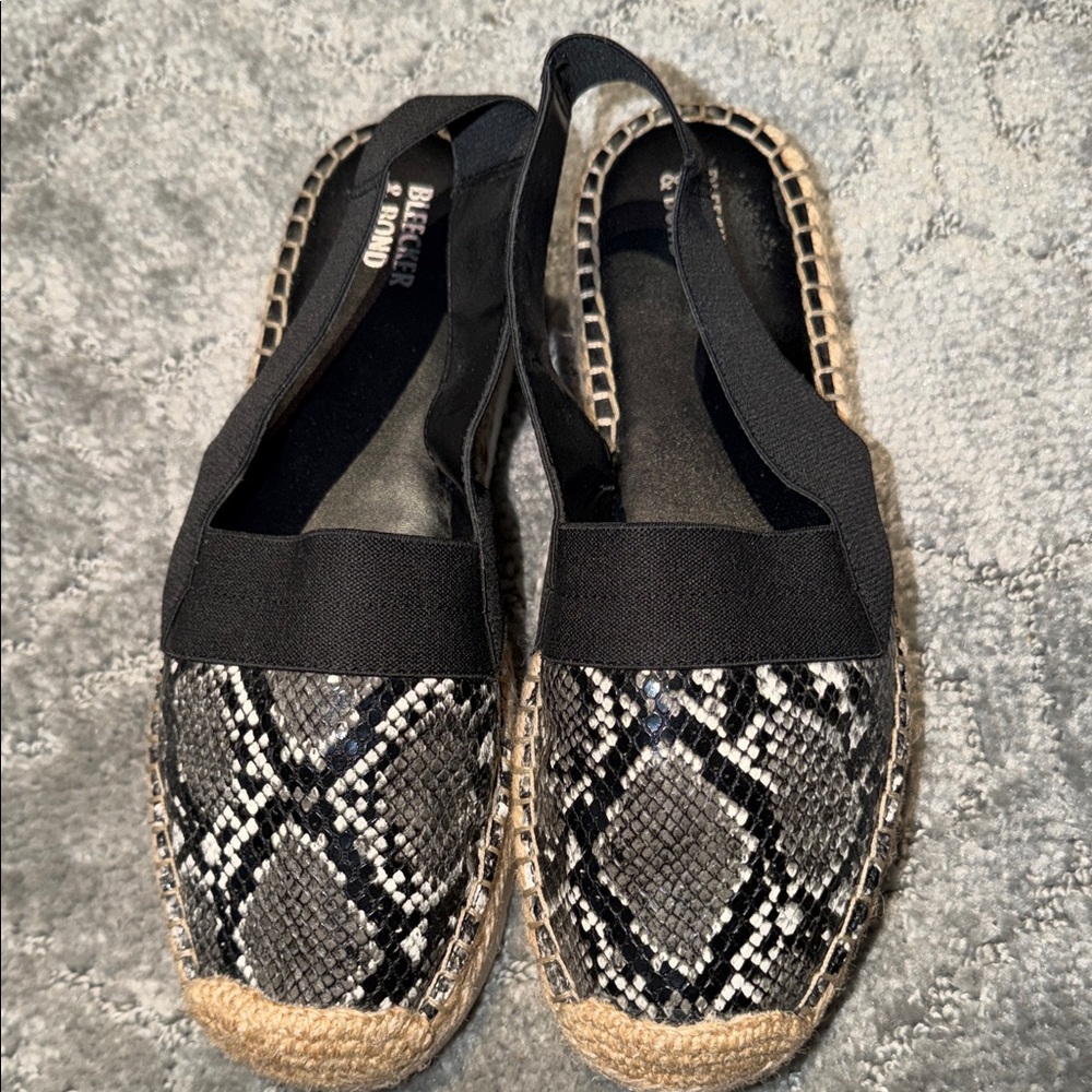 Bleecker & Bond Black Snake-Print Espadrille Slingbacks